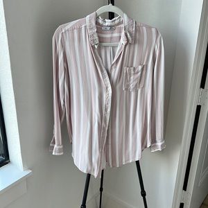 Light pink and white striped button down blouse